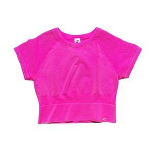 JOYLAB Seamless Crop Short Sleeve Tee Neon Pink Size Large